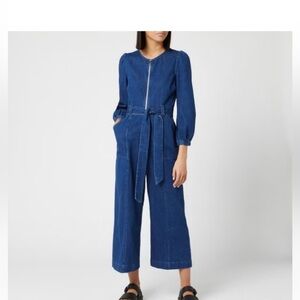 349 WHISTLES Estelle Wide leg denim jumpsuit 4